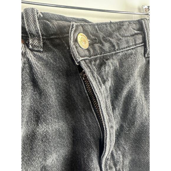 Reformation Nila Long Denim Skirt Front Slit Raw Hem Faded Washed Black Size 28 - Picture 6 of 12